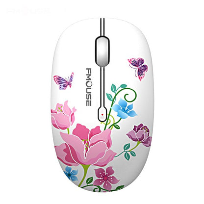 Wireless Mouse - 1600DPI - Decorative - Bear Birds Butterfly Flowers-