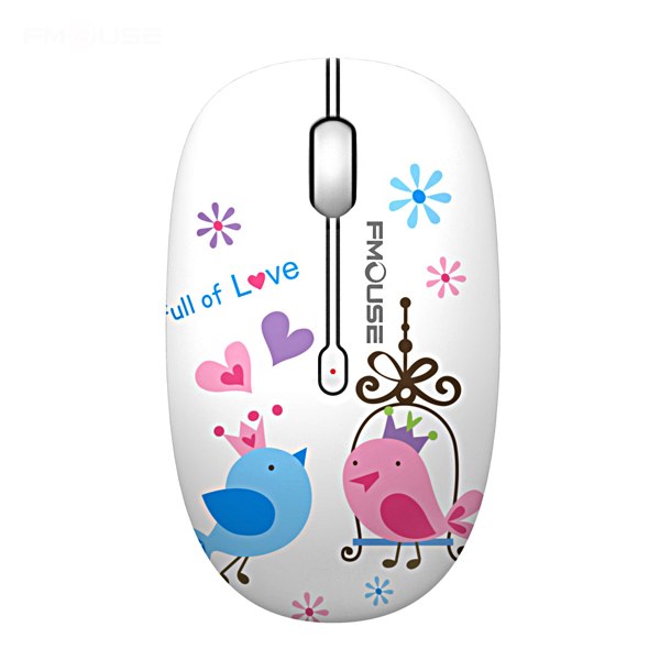 Wireless Mouse - 1600DPI - Decorative - Bear Birds Butterfly Flowers-