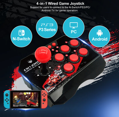 Fight Stick Controller - Arcade Fight Stick - Red-