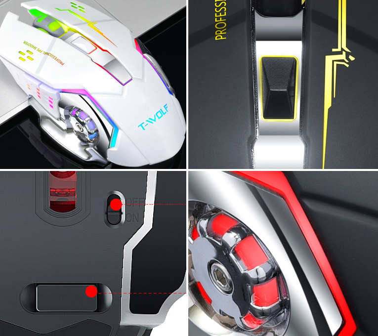 GGaming Mouse by T Wolf - T Wolf Q13 - Wireless Gaming Mouse - Ambidextrous-